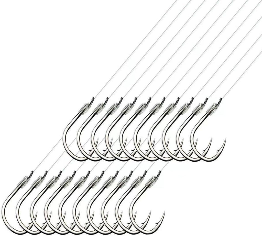 AMHDV Tiny Fishing Hooks with Line, Small Fishing Hook and Leader (Pack of 20)
