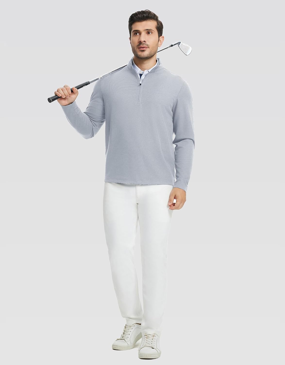 Rouen Quarter Zip Pullover Men Performance Dry Fit Athletic Casual Golf Mock Neck Long Sleeve Pullover Half Zip Sweatshirt