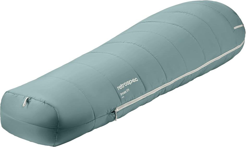Retrospec Dream Mummy Sleeping Bag - 5, 15, & 30°F Cold Weather Camping & Travel Essential Gear with Water - Resistant Shell & Synthetic Fill - Zippered Pocket & Stuff Sack