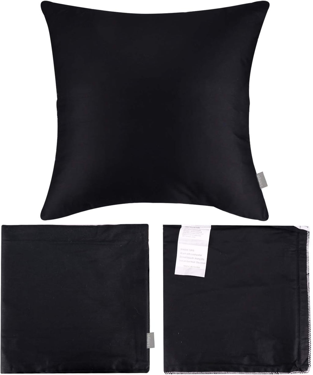Thmyo 4-Pack 100% Cotton Solid Decorative Throw Pillow Case 18x18inch Black