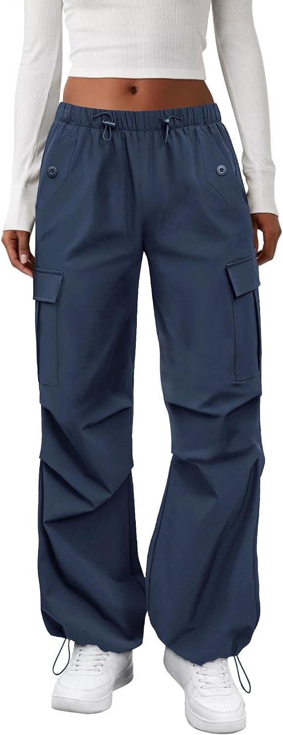 COPYLEAF Cargo Pants Women Parachute Baggy Hiking Pants with Pockets Travel