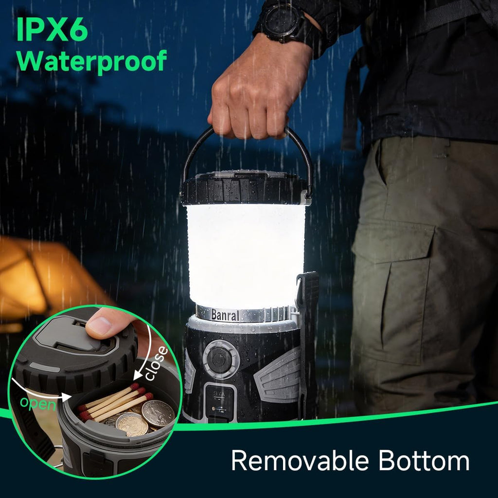 Camping Lantern Rechargeable, LED Flashlight Spotlight Lantern with 8 Light Modes, 6000 mAh, Up to 40H, Dimmable, 2000LM, IPX6, Storage Base, Camping Light for Power Outages Camping Hiking Emergency