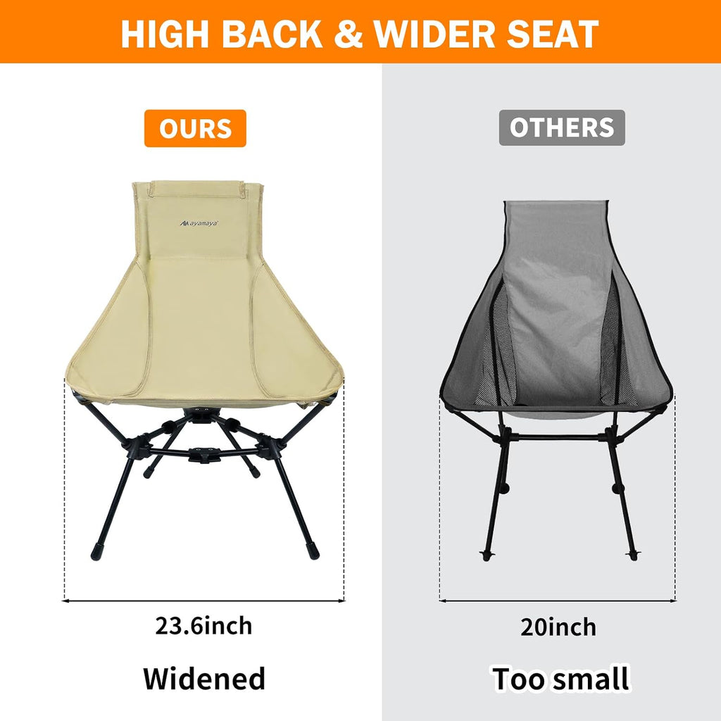AYAMAYA Ultralight Highback Camping Chair for Camping, Aluminum Widen Frame