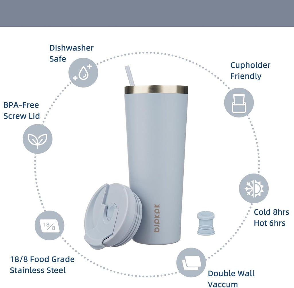 BJPKPK 26 oz Coffee Tumbler with Straw, Insulated Stainless Steel Cup