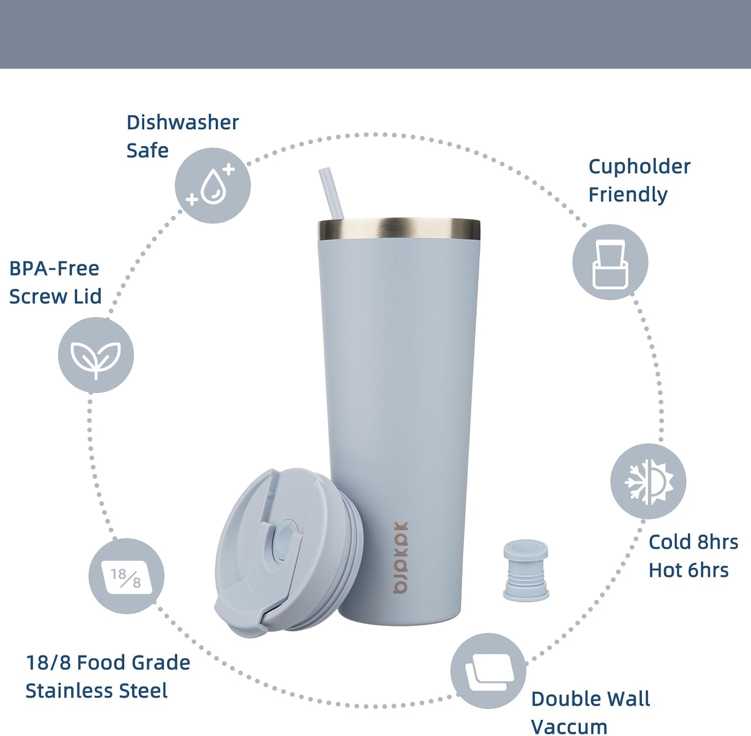 BJPKPK 26 oz Coffee Tumbler with Straw, Insulated Stainless Steel Cup