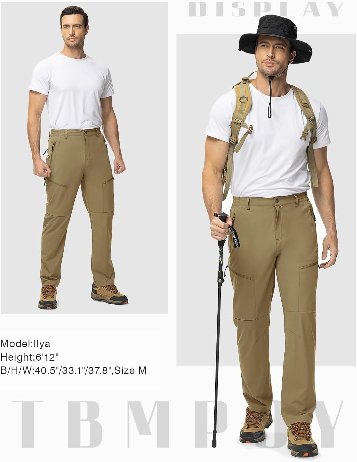 TBMPOY Mens Hiking Pants Lightweight Water Resistant Travel Outdoor Fishing