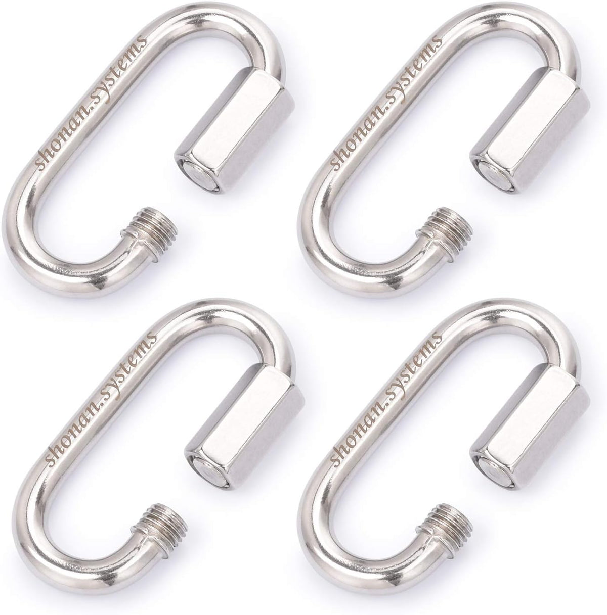 SHONAN Heavy Duty Marine Chain Quick Links, Stainless Steel Chain Connectors, Corrosion Resistant Locking Carabiners