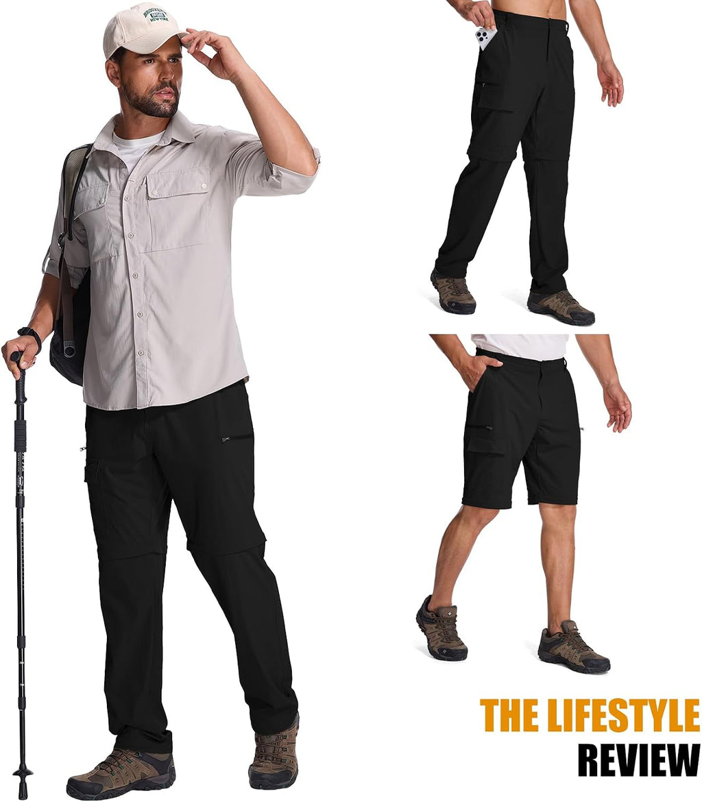 Mens Hiking Pants Cargo Safari Pants for Men Zip Off Outdoor Convertible