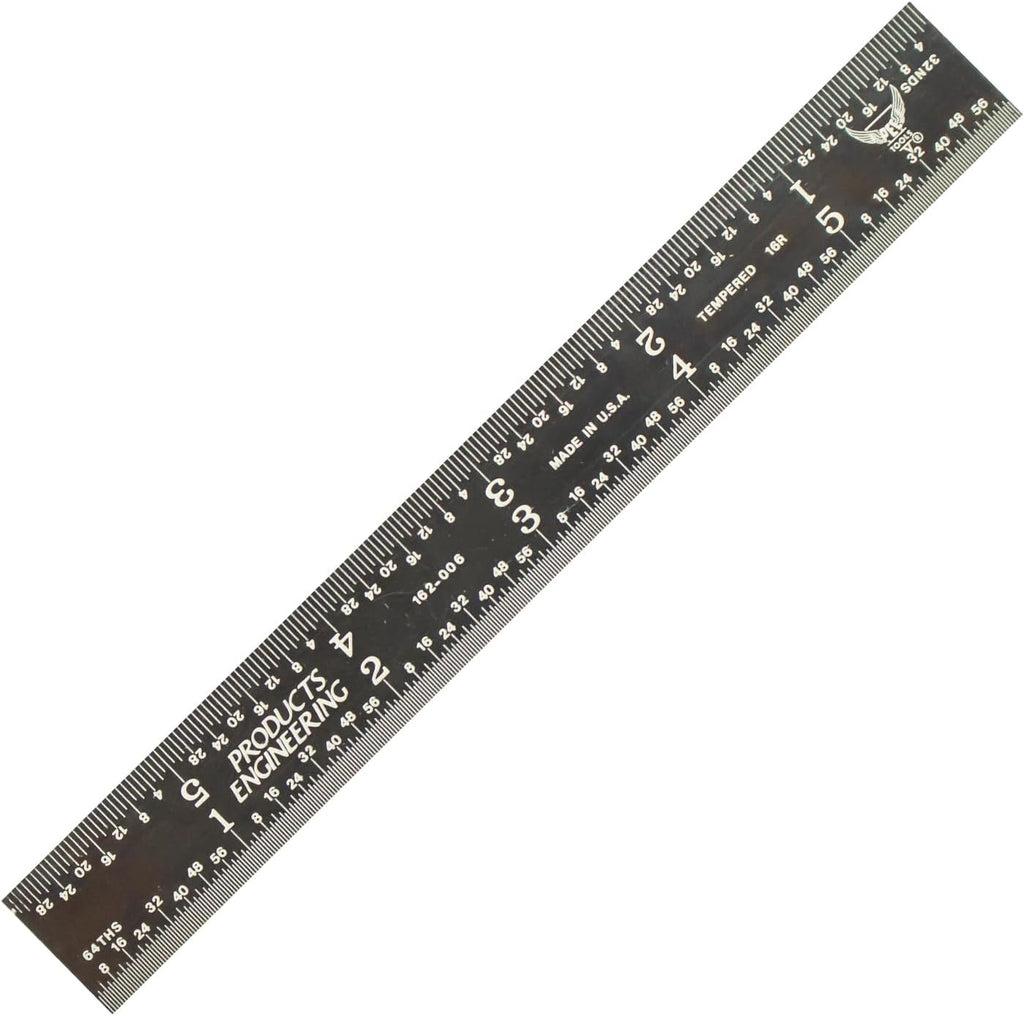 PEC Tools 6" Metal Rule, Designed for High-Accuracy Industrial Environments, Made in USA