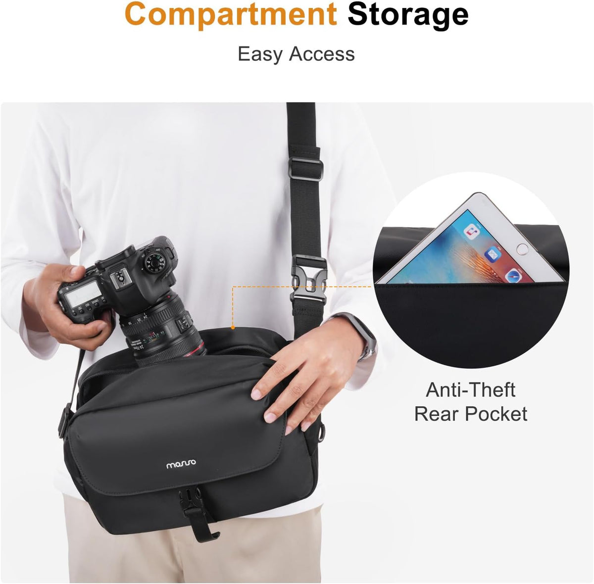 MOSISO Camera Bag Camera Photographers Bag, Shoulder Photography Bag, Black