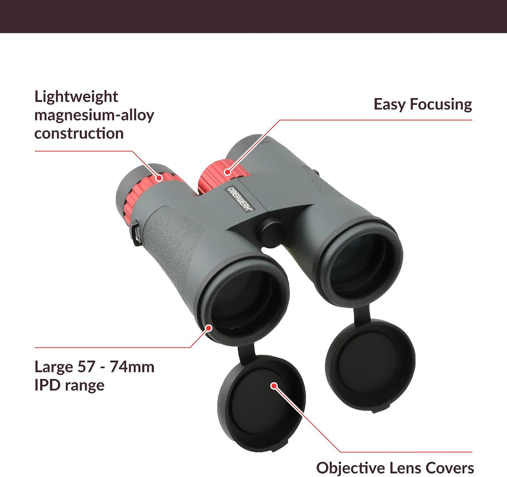 Oberwerk Sport ED 10x42 Professional Binoculars, Roof Prism, Fully Multi-Coated & Waterproof, Dielectric & Phase-Coated Prisms, Twist-Up Eyecups, Bird Watching, Hiking & Outdoor Use, Green