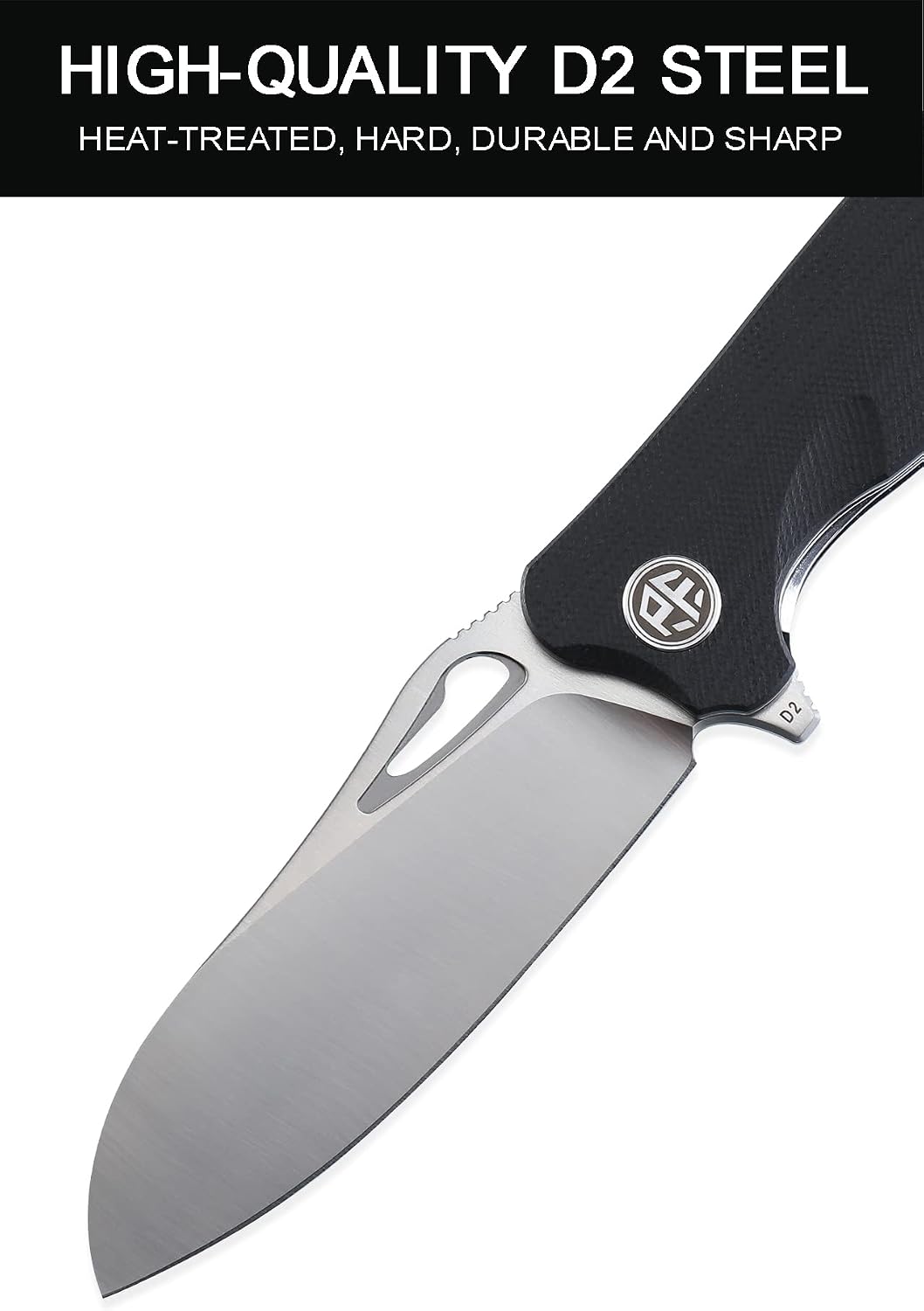 Petrified fish PF868 Bunta 3.35" D2 Satin Blade Pocket Folding Knife