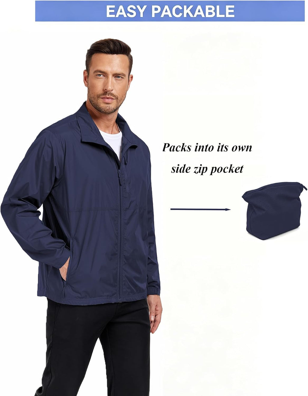 Men's Windbreaker Jackets Lightweight Single-layer for Spring/Autumn