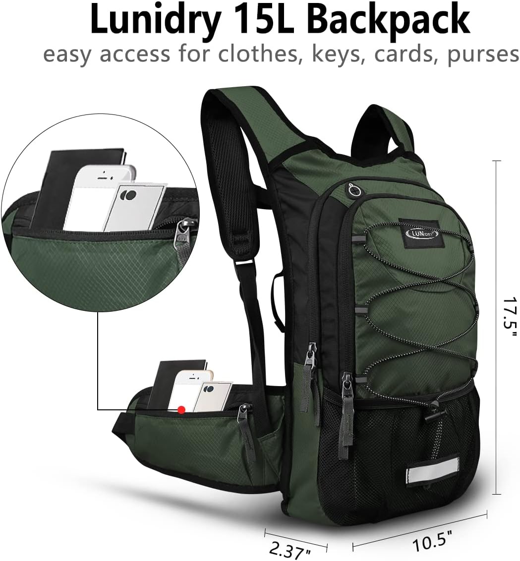 Hydration Backpack with 3L Water Bladder, Small Hydration Pack Backpack for Men Women, Lightweight Water Backpack with Cooler Layer for Running, Biking, Hiking