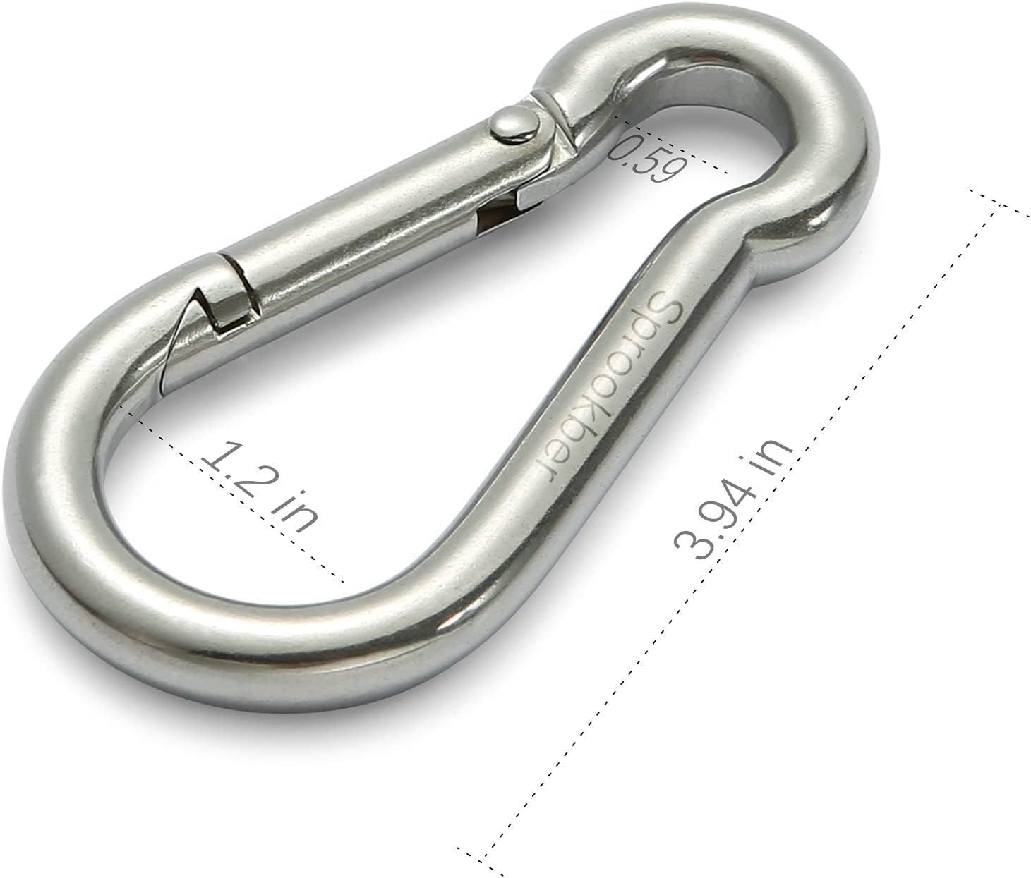 sprookber Stainless Steel Spring Snap Hook Carabiner - 304 Stainless Steel Caribeener Clips, Set of 6