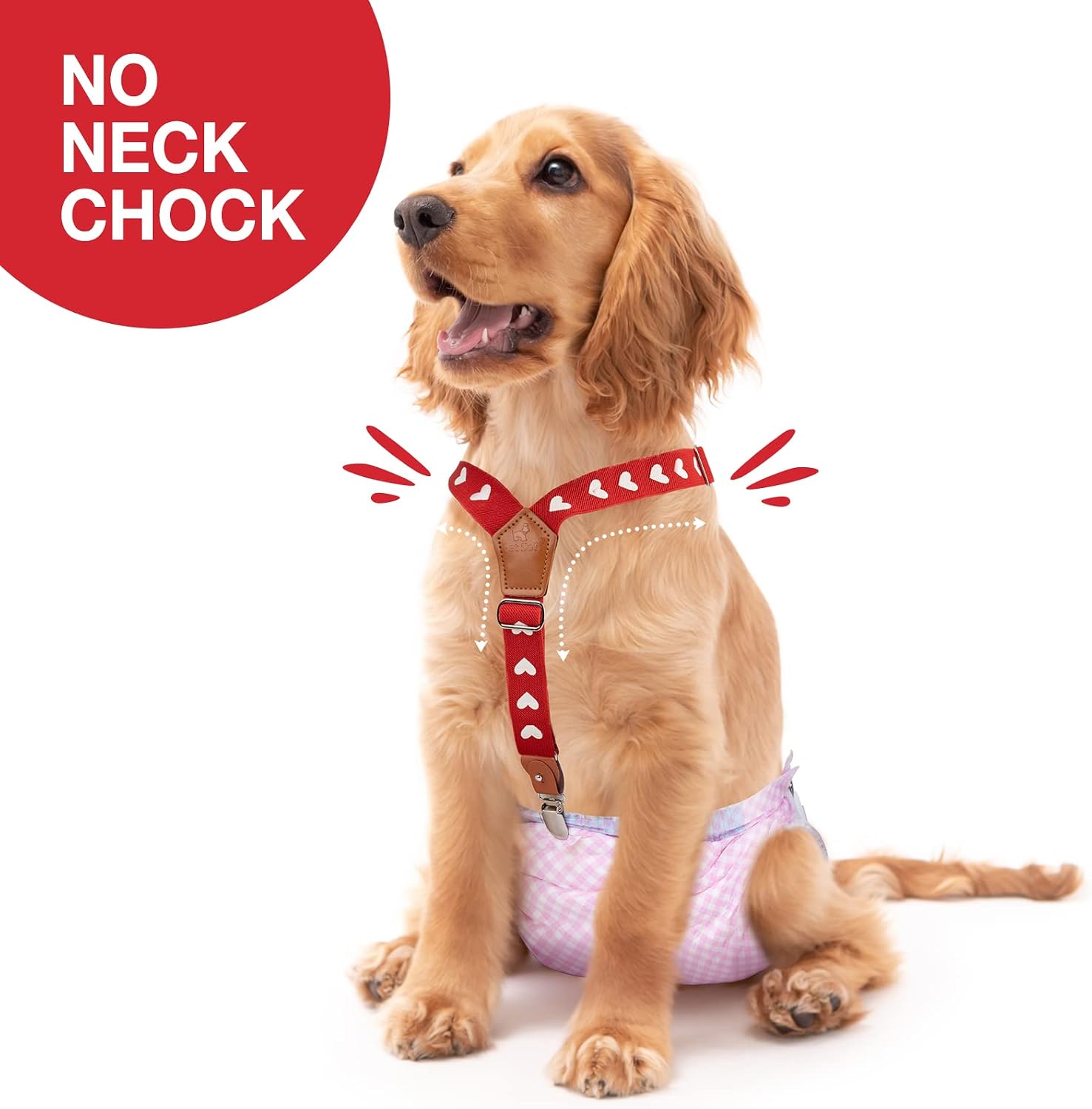 Pet Soft Dog Suspenders 2 Pieces Female Dog Diaper Suspenders for Dogs Diaper Keeper Suspender for Dogs Skirt, Dress, Diapers (Cute Hearts, S/M)