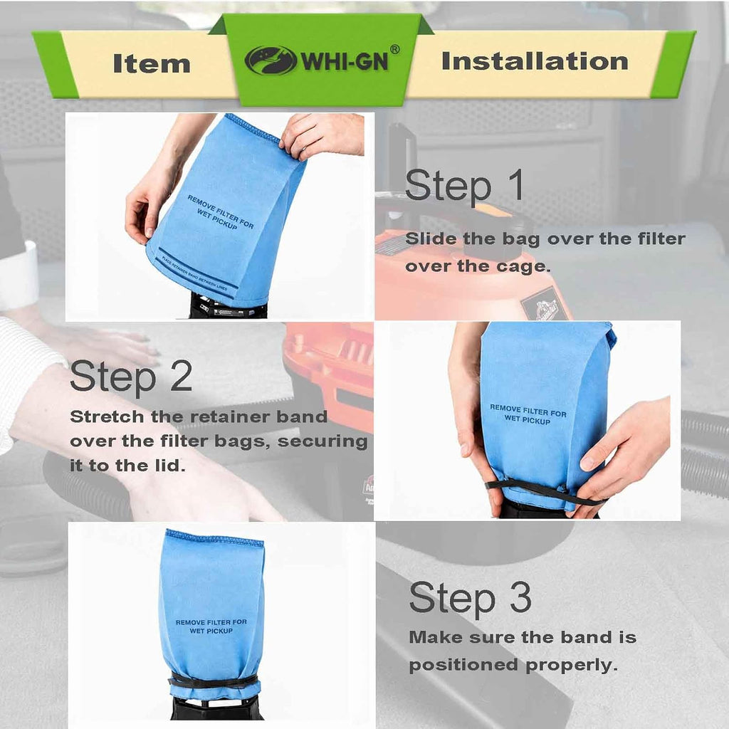 12 Pack Wet Dry Vac Filter Bags for Stinger Husky Bucket Head Shop Vacuums