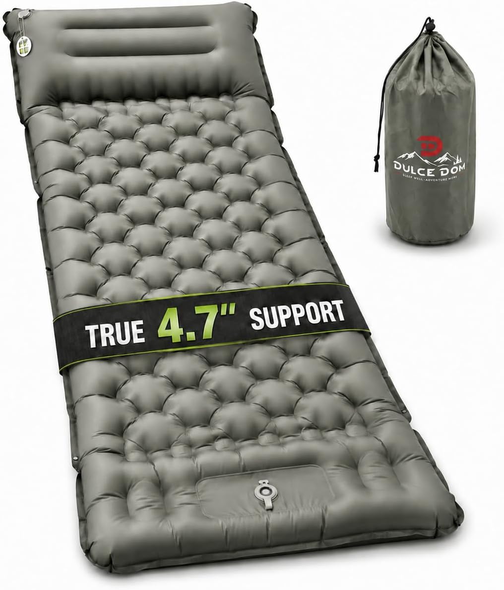 DULCE DOM Sleeping Pad for Camping, 4.7" Extra Thick Inflatable Mattress