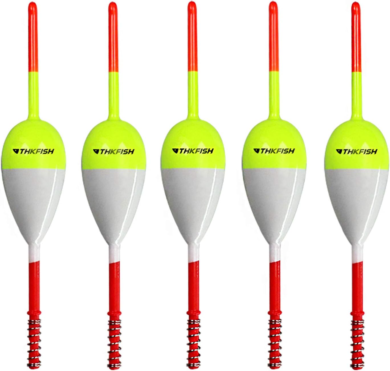 THKFISH Balsa Wood Spring Bobbers with Oval Slip Bobbers, Fishing Floats