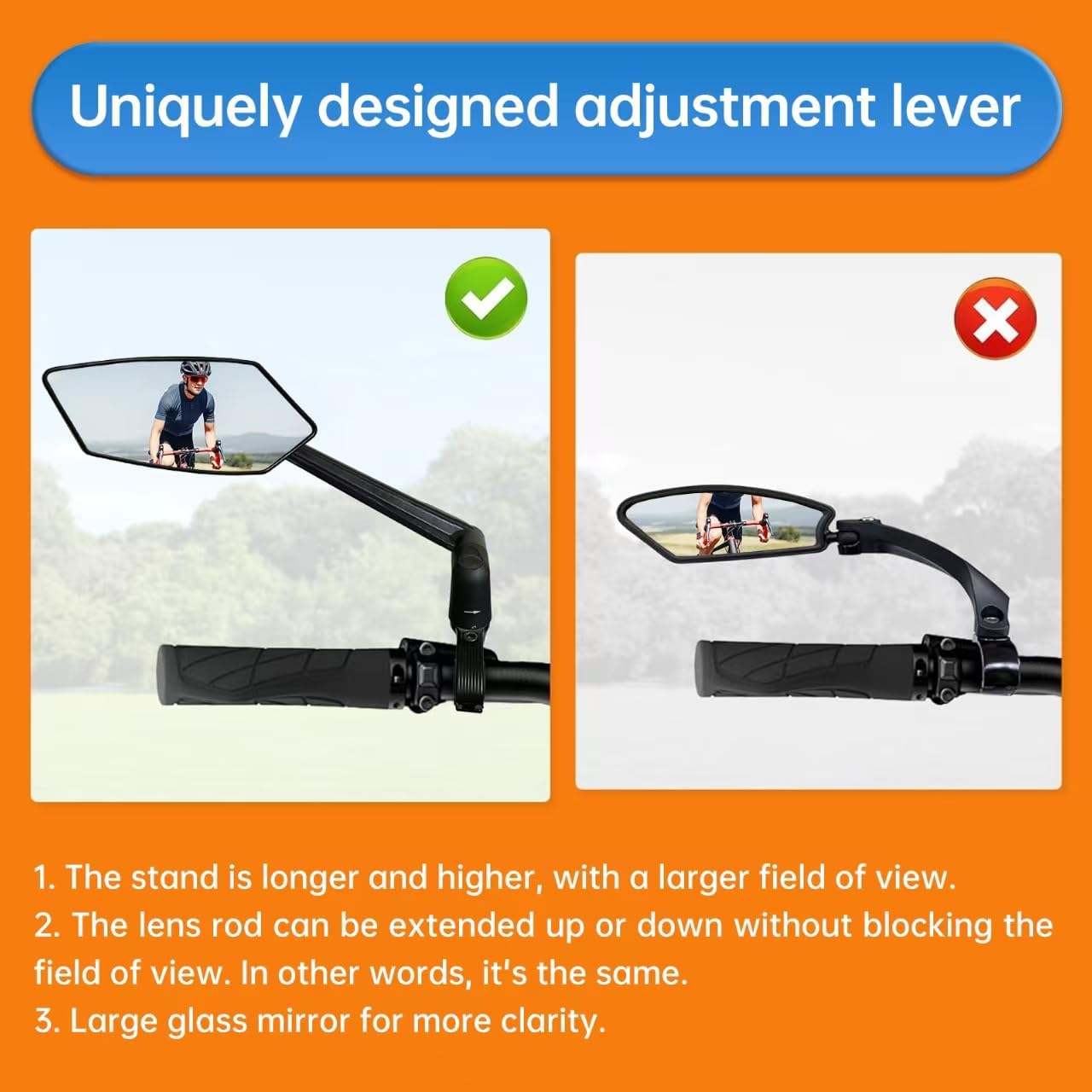 Foldable Bike Mirror 360° Rotatable Adjustable Left