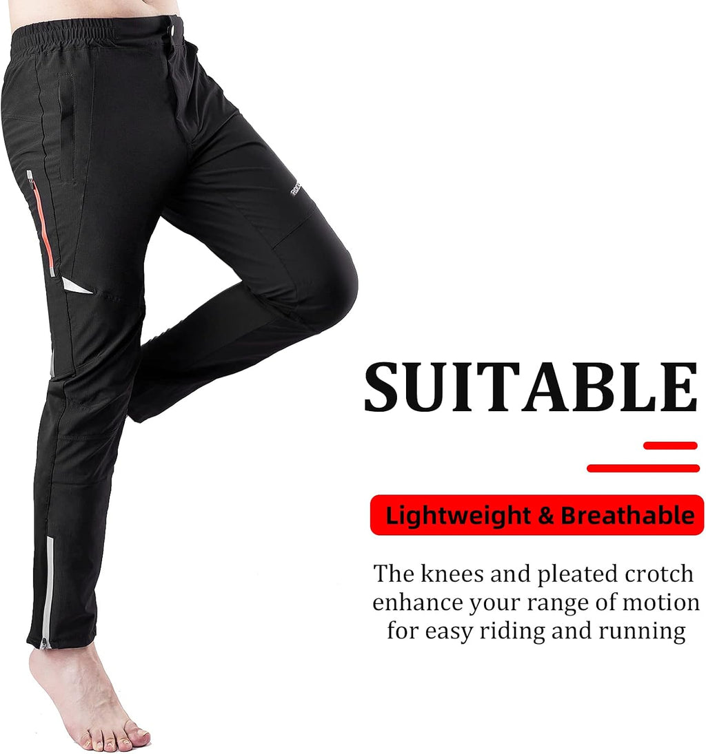 ROCKBROS Men's Cycling Pants, Windproof Quick Dry Bike Pants with Pockets