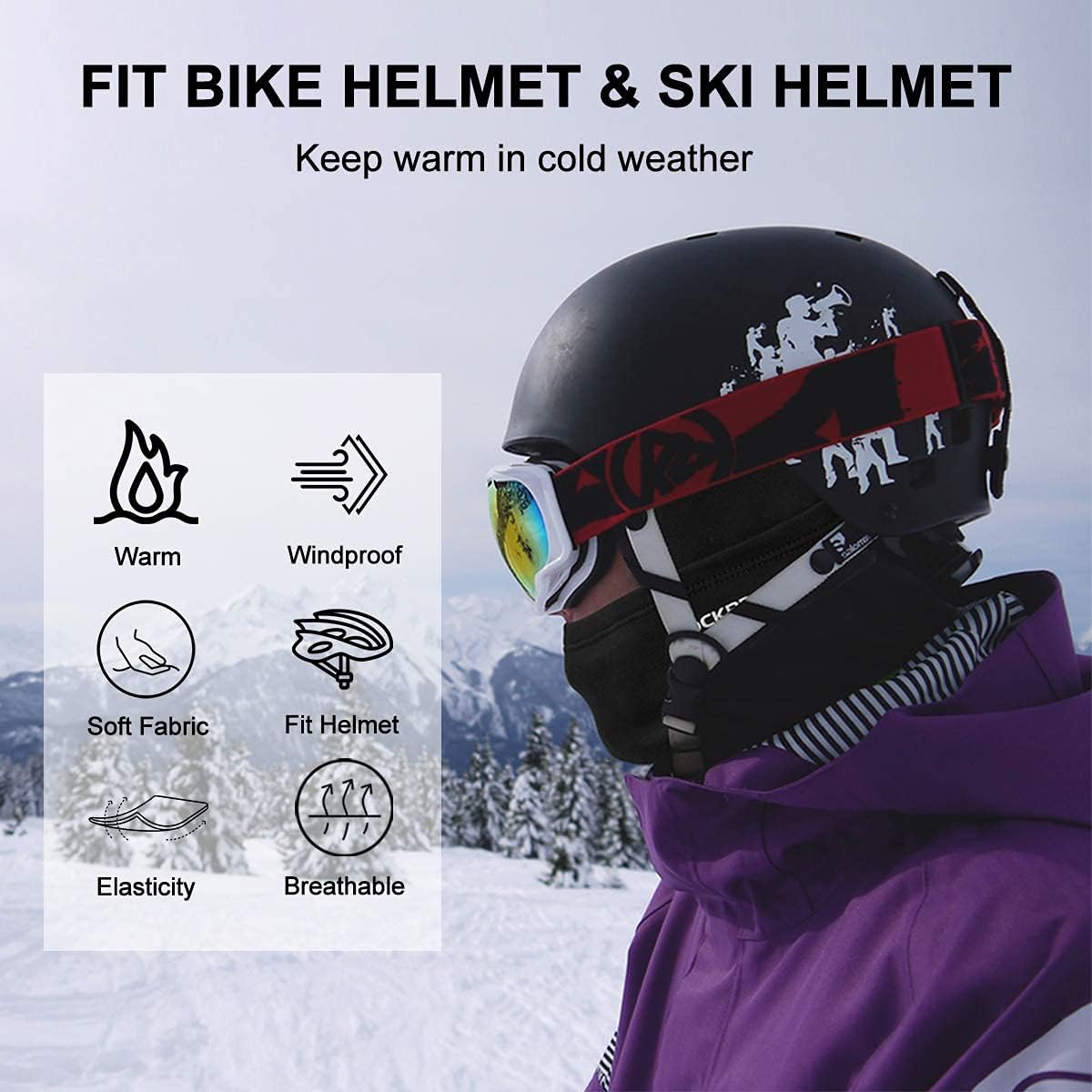 ROCKBROS Windproof Thermal Balaclava Ski Mask for Men and Women Cycling