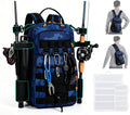 2 in 1 Compact Tactical Fishing Backpack with Tackle Boxes, Lightweight Waterproof Tackle Bag Fit 2 * 3600 Tackle Boxes, 2 Rod Holders Storage, Fishing Accessories Gift for Men Blue