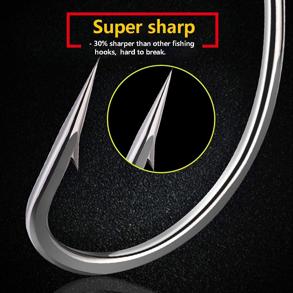 Dyxssm 150pcs/lot Forged Long Shanked Fishing Hooks Stainless Steel Fishing Hook for Saltwater Freshwater, Circle Octopus Fishing Hooks