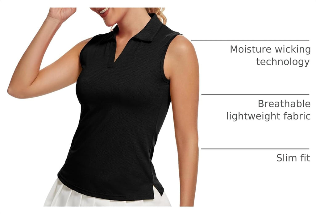 MathCat Womens Golf Shirts - UPF 50+ Athletic Polo Tank Tops