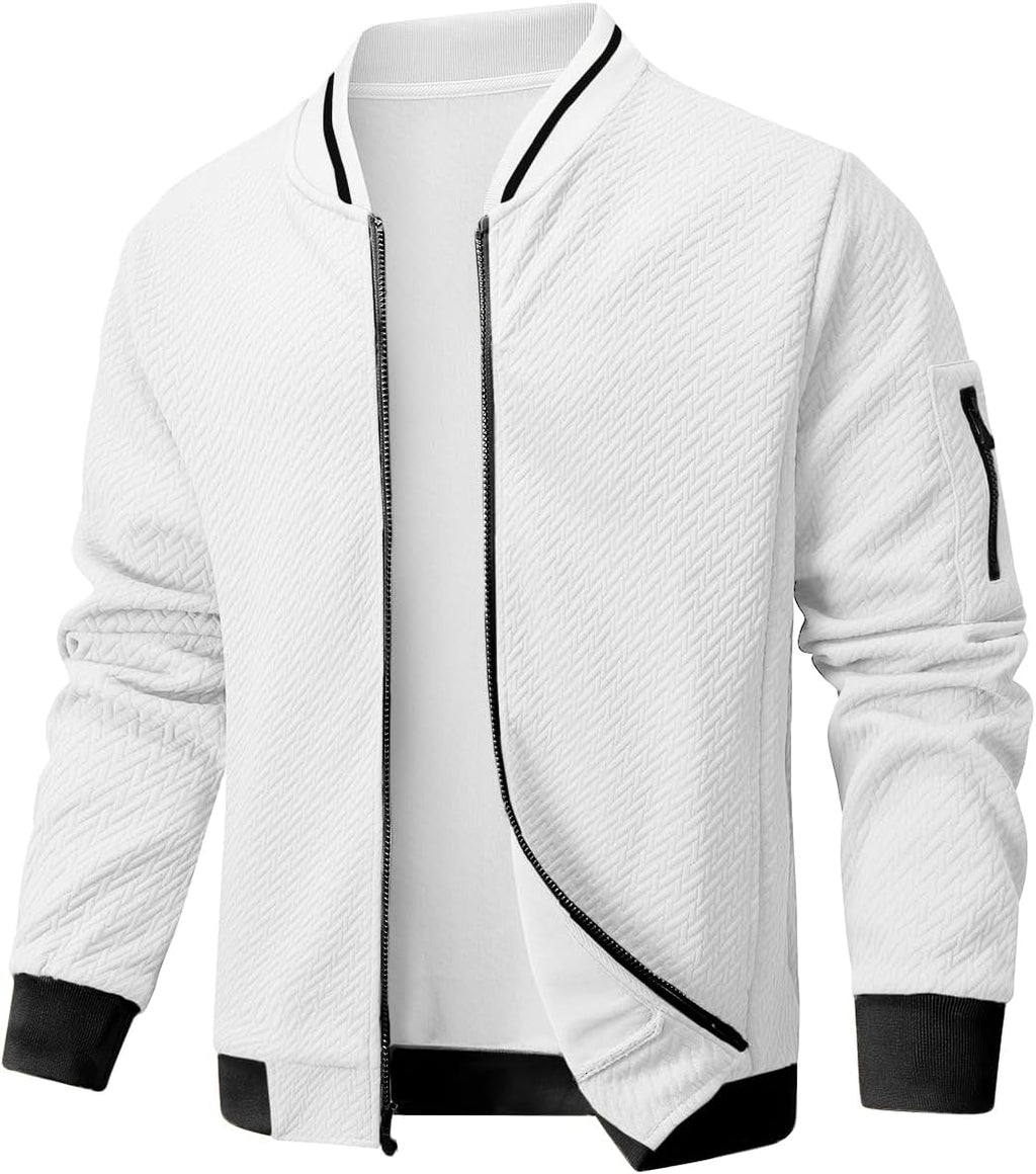 Wizoat Mens Casual Jacket Loose Fit Lightweight Jacket Varsity Bomber Jacket with Zipper