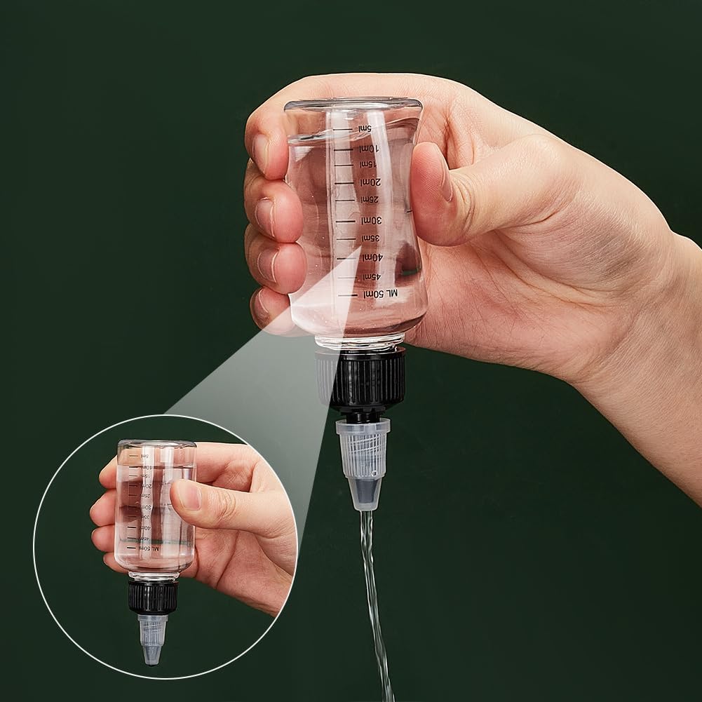 BENECREAT 15 Pack 50ml Transparent Plastic Dispensing Bottle with Twist Cap and Graduated Measurement for Liquids, Inks, Oils, Arts and Crafts