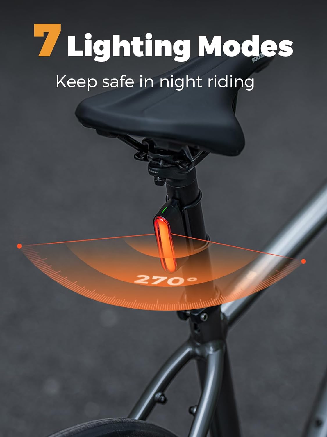 ROCKBROS Magnetic Bike Tail Light,Rechargeable,IPX6 Waterproof,7 Modes