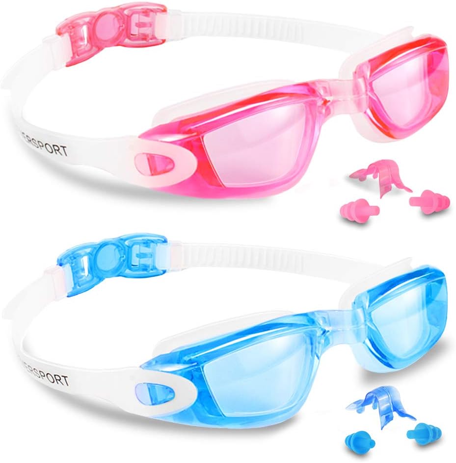 EverSport Kids Swim Goggles 2 Pack Anti-Fog Anti-UV Youth Boys Girls 4-16