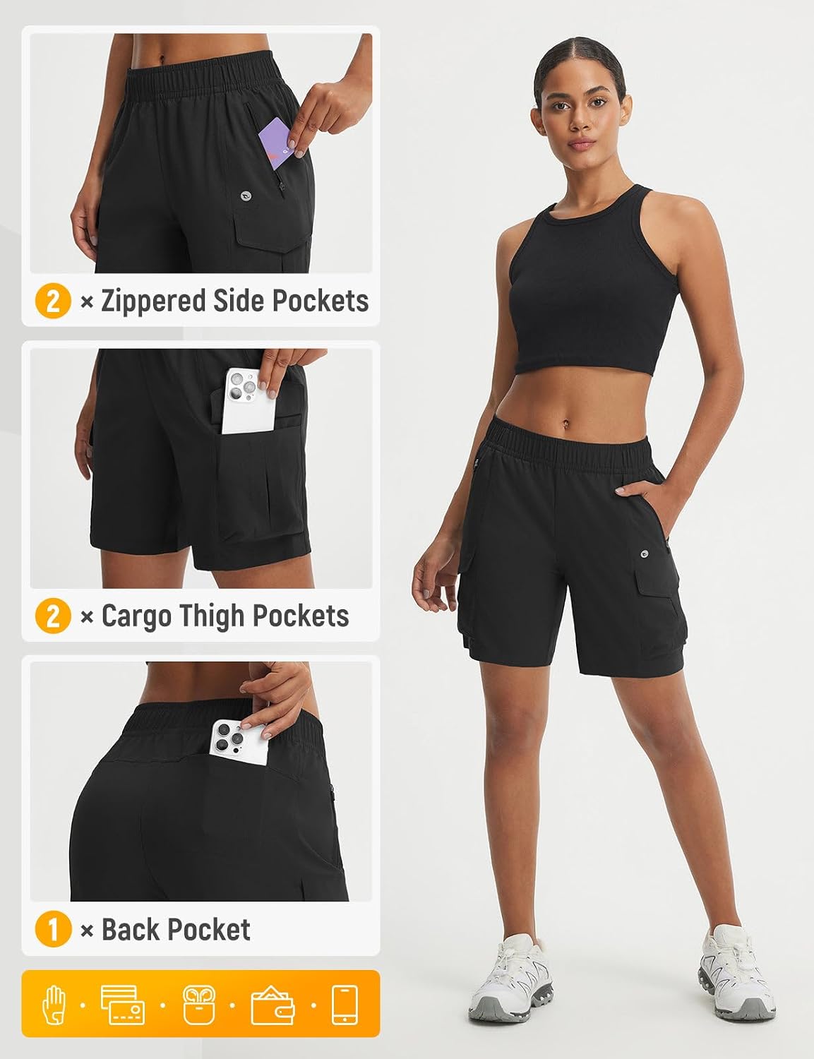 baleaf Women's Hiking Cargo Shorts Water Resistant Lightweight