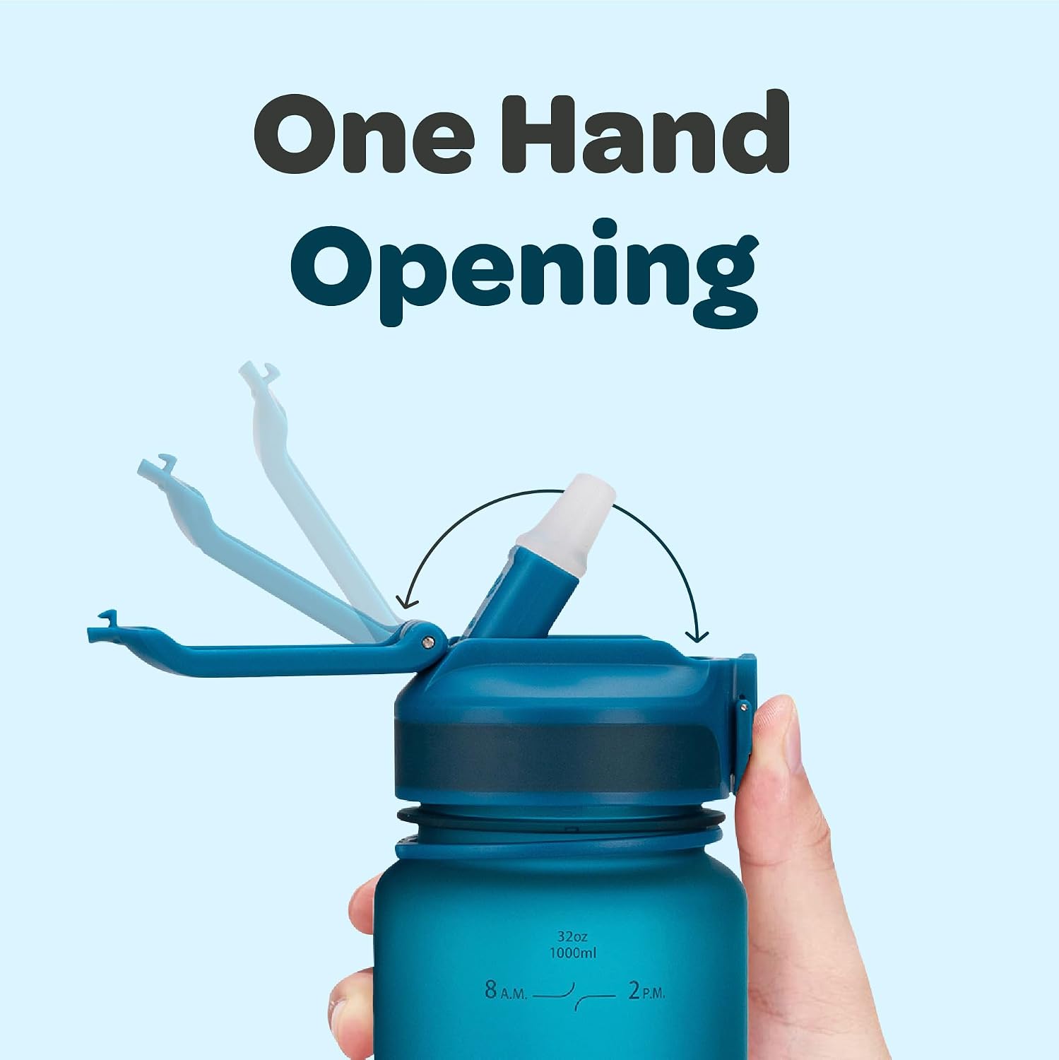 Hydracy Motivational Water Bottle with Time Marker and Straw Lid 32 oz