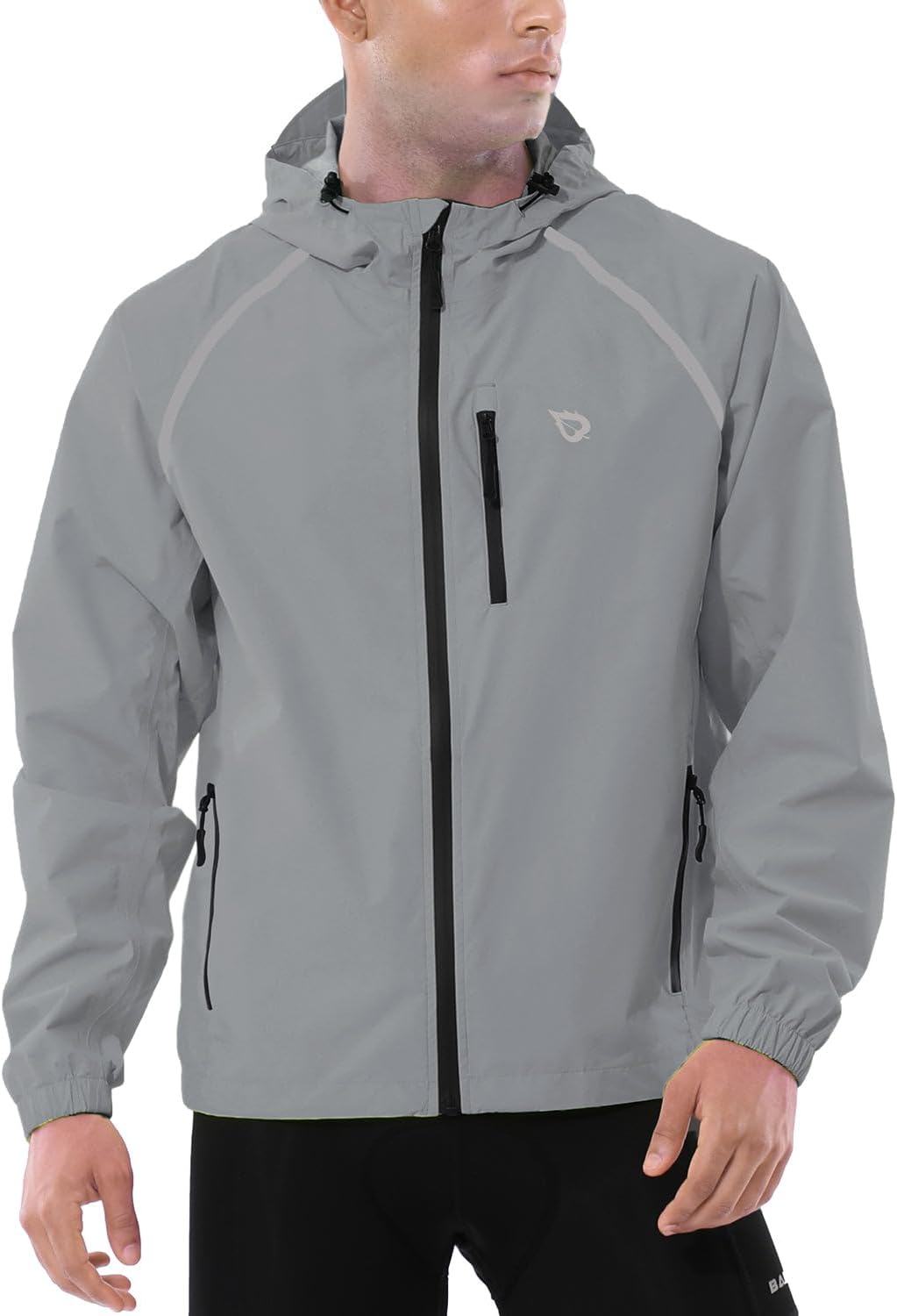 baleaf Men's Rain Jacket Waterproof Hood Lightweight Reflective Packable