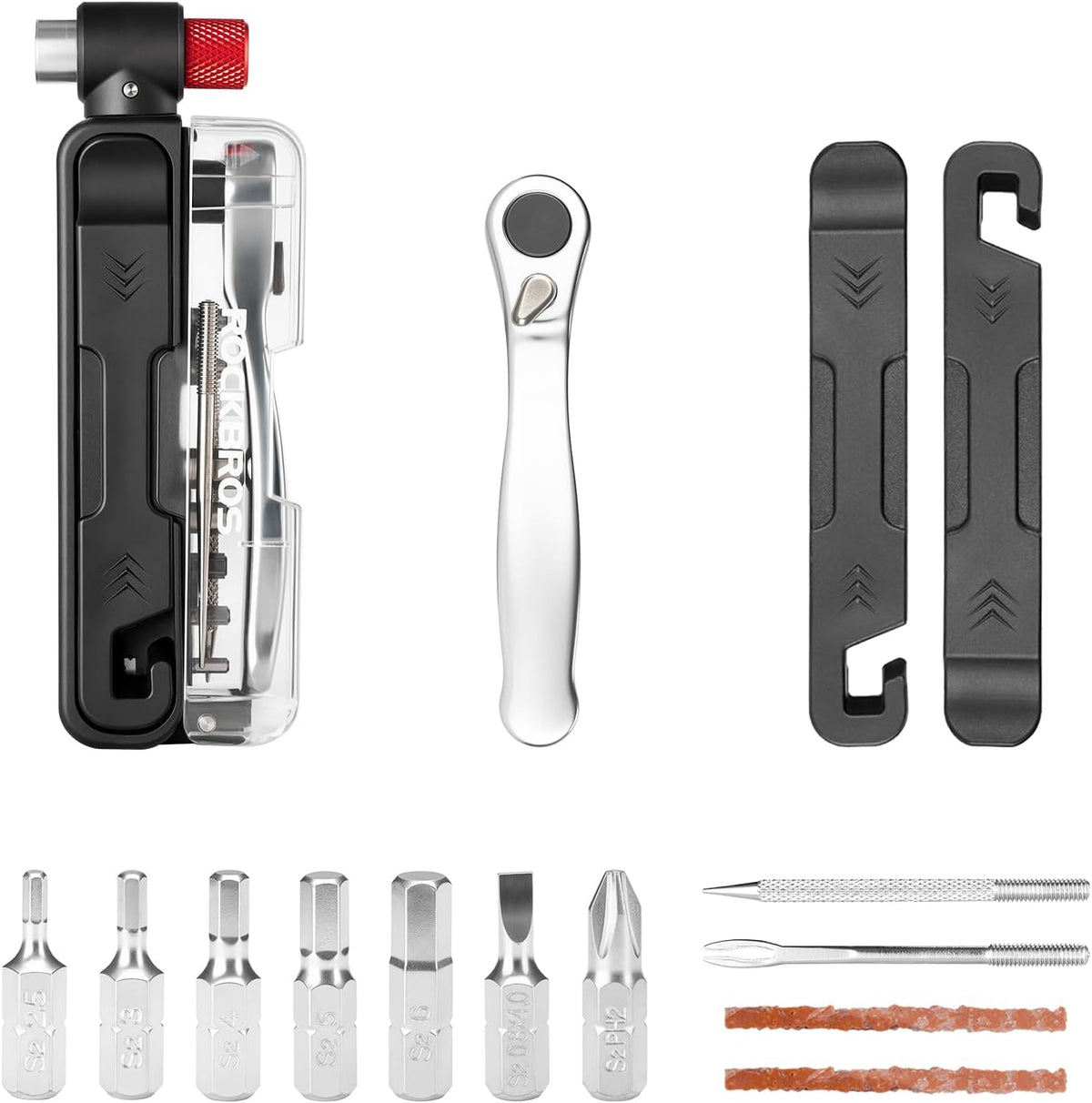 ROCKBROS Bike Tool Kit Portable 7 Magnetic Bits Ratchet Wrench Tire Levers