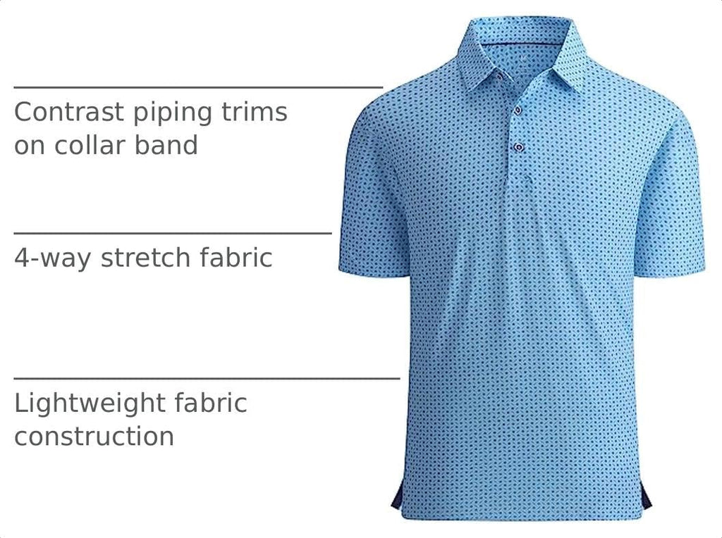 Alex Vando Mens Golf Shirt Moisture Wicking Print Performance Polo Shirt