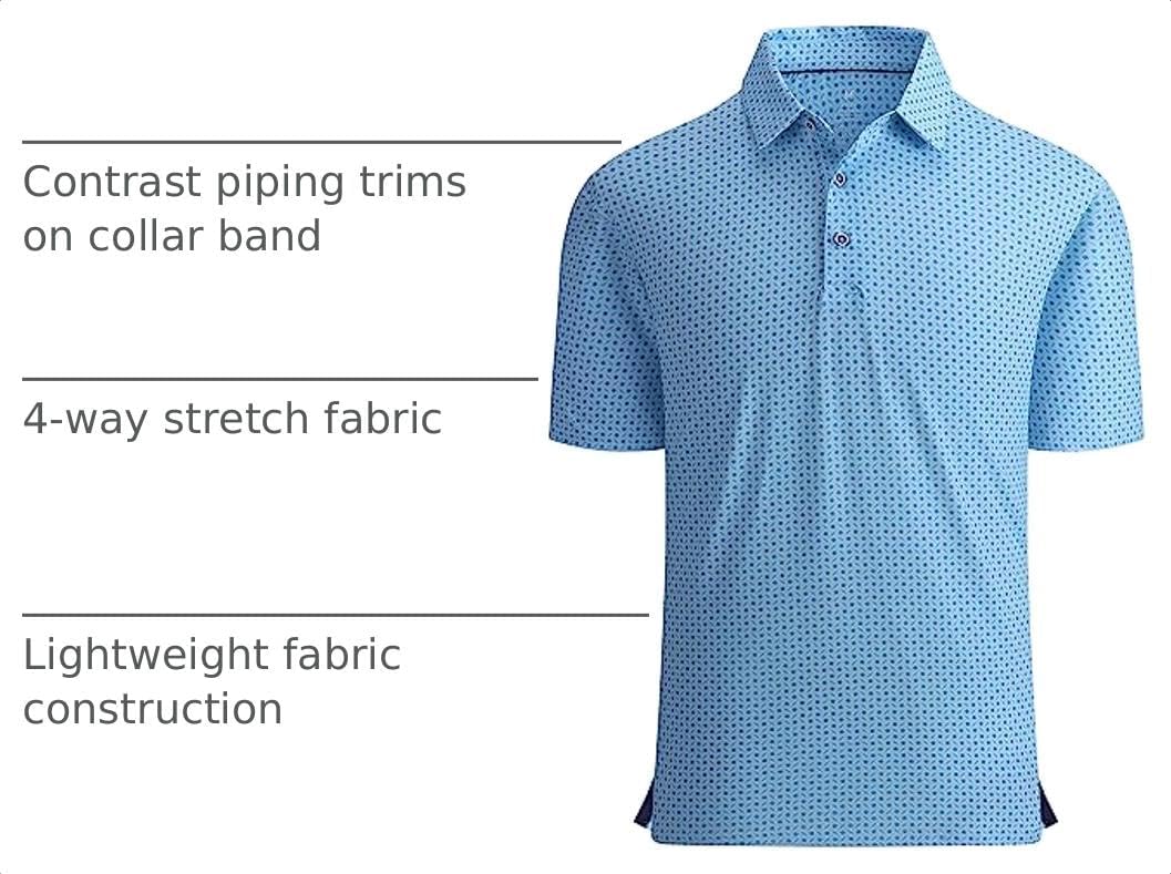Alex Vando Mens Golf Shirt Moisture Wicking Print Performance Polo Shirt