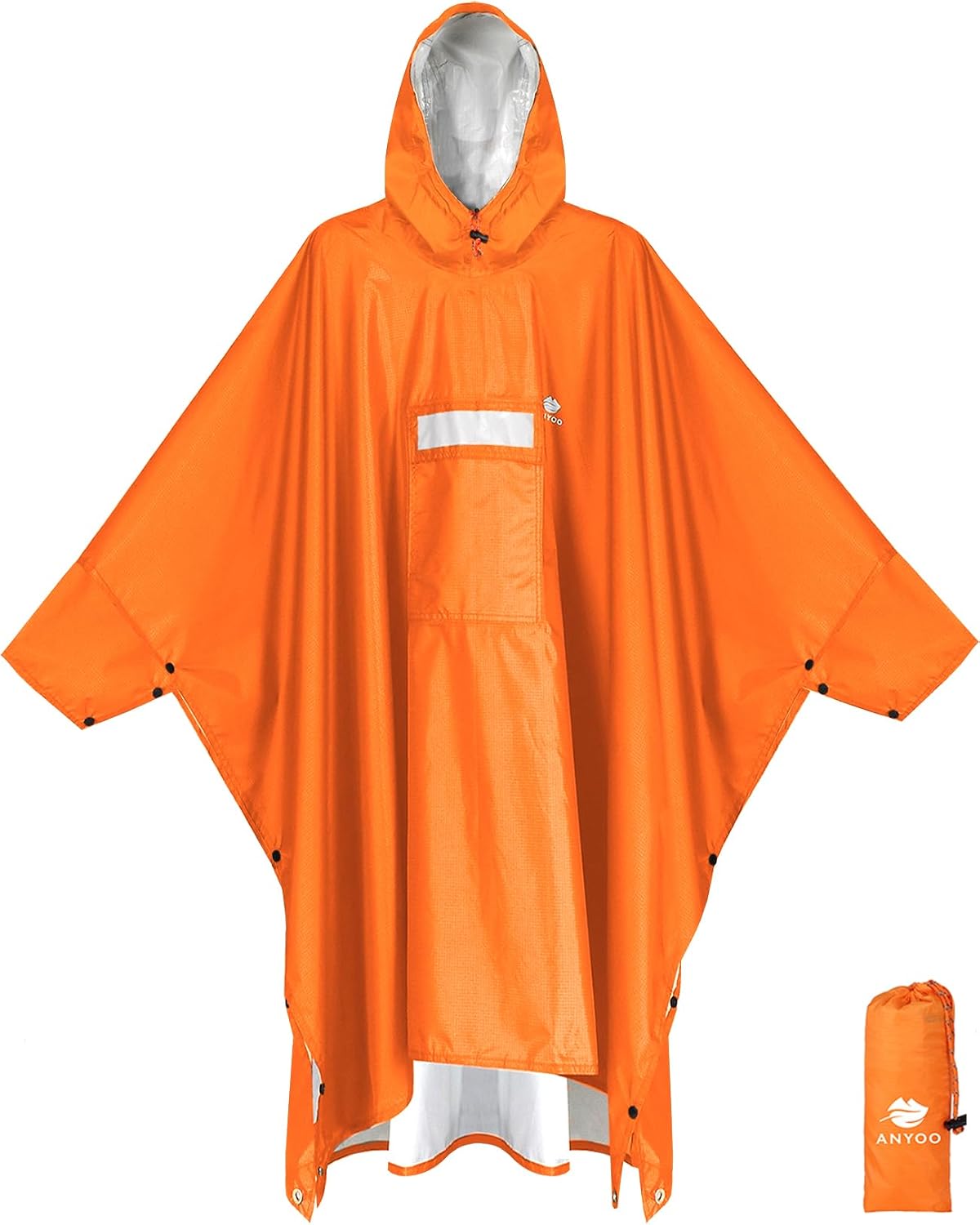 ANYOO Hooded Rain Poncho for Adult Waterproof Lightweight Raincoat