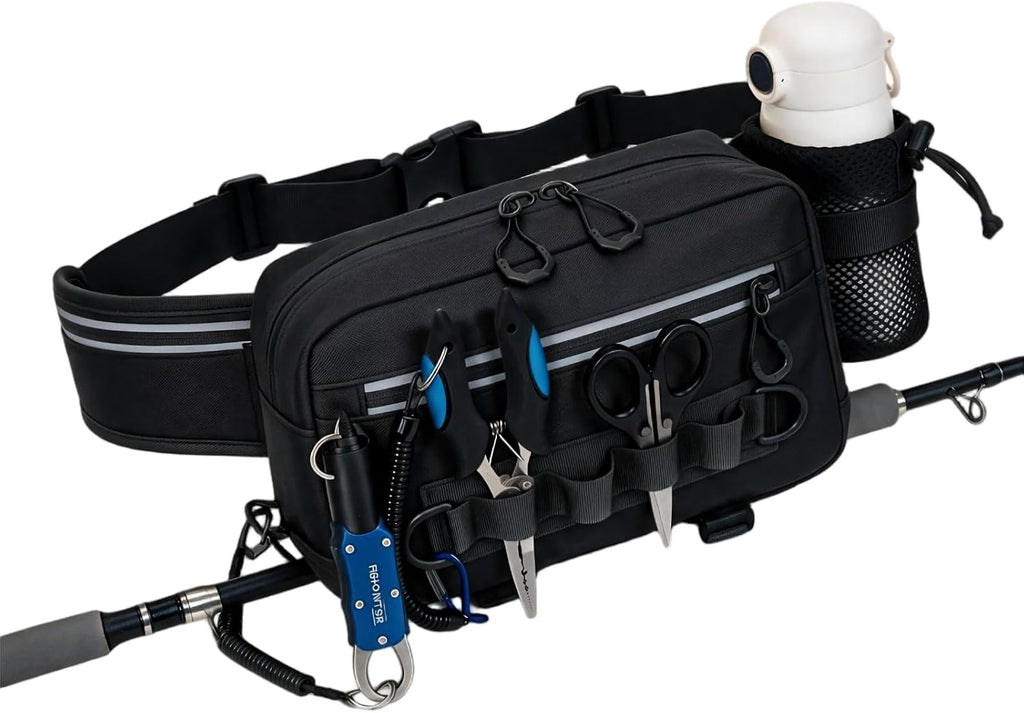 Fishing Waist Pack with Rod Holder, Waterproof Tackle Fanny Pack