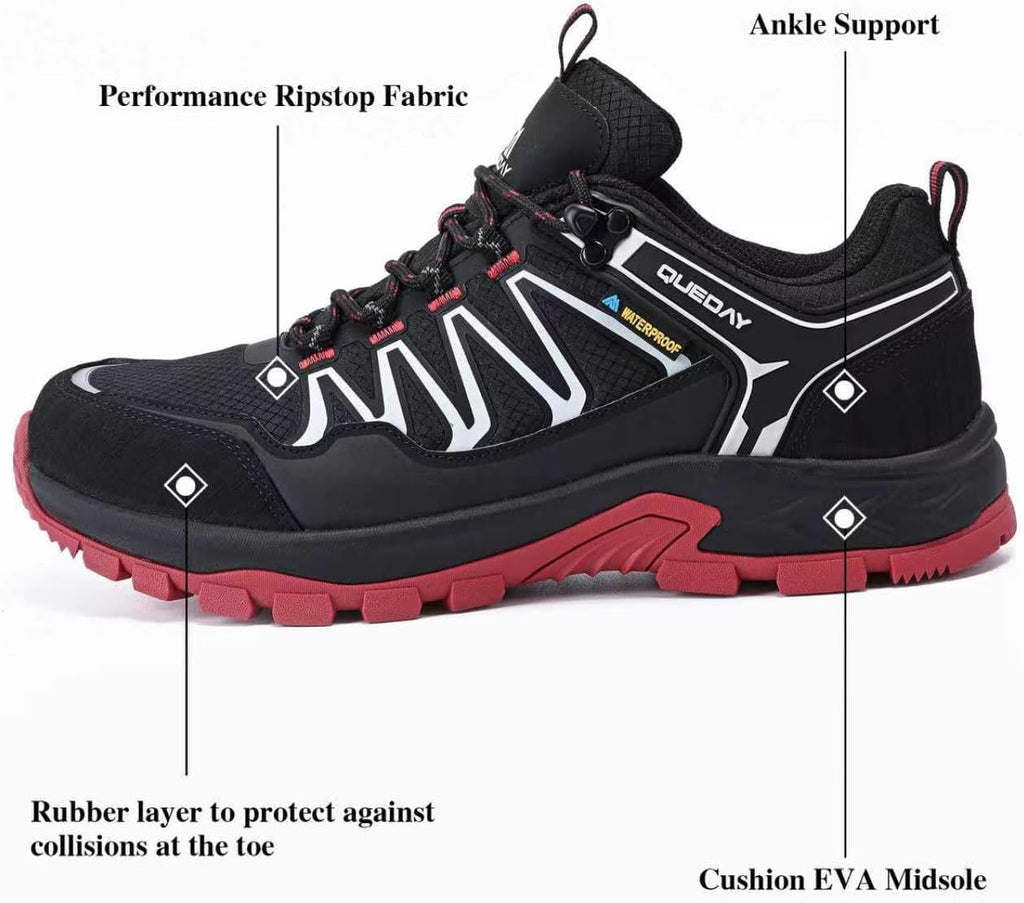 Queday Mens Waterproof Lightweight Hiking Shoes