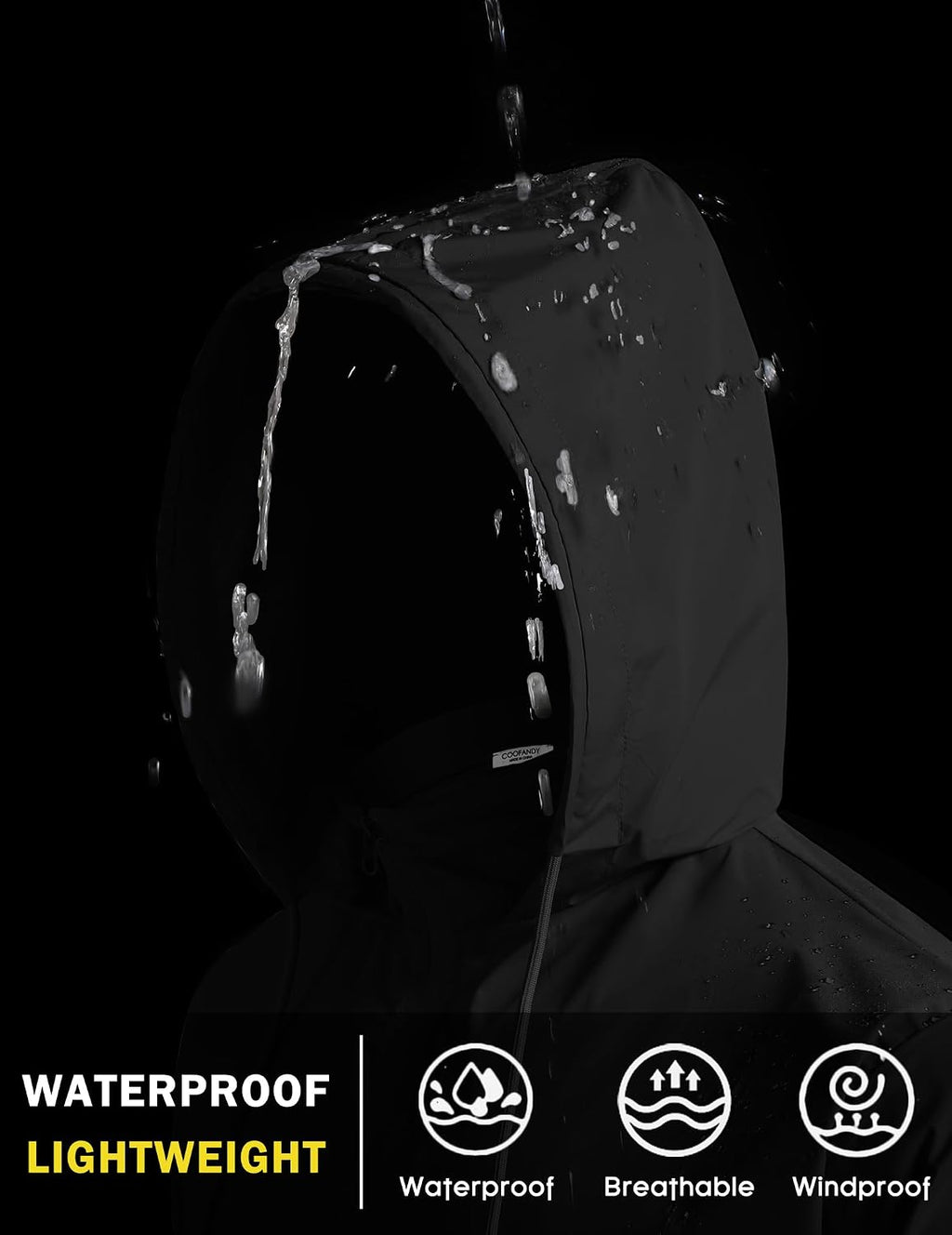 COOFANDY Men's Light Rain Jacket Packable Waterproof Raincoat Windbreaker