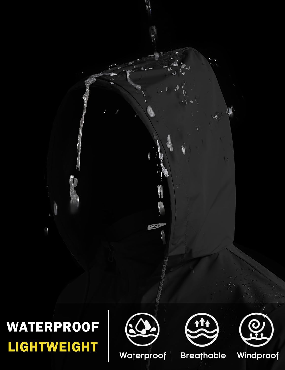 COOFANDY Men's Light Rain Jacket Packable Waterproof Raincoat Windbreaker