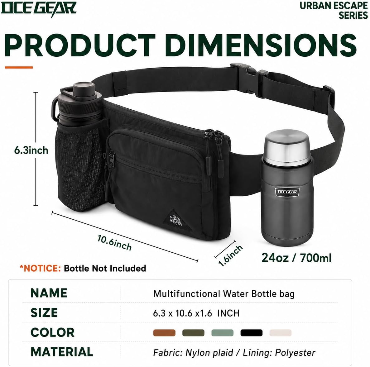 Fanny Pack with Water Bottle Holder for Men Women Waist Bag Running Waist Pack Waterproof for Outdoor Travel Cycling Climbing Walking Fit All Phones (Bottle Not Included)(Black)