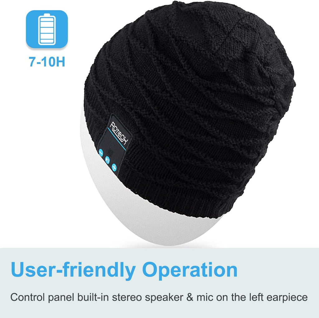 Rotibox Bluetooth Beanie Hat with Headphones for Outdoor Sports Xmas Gifts
