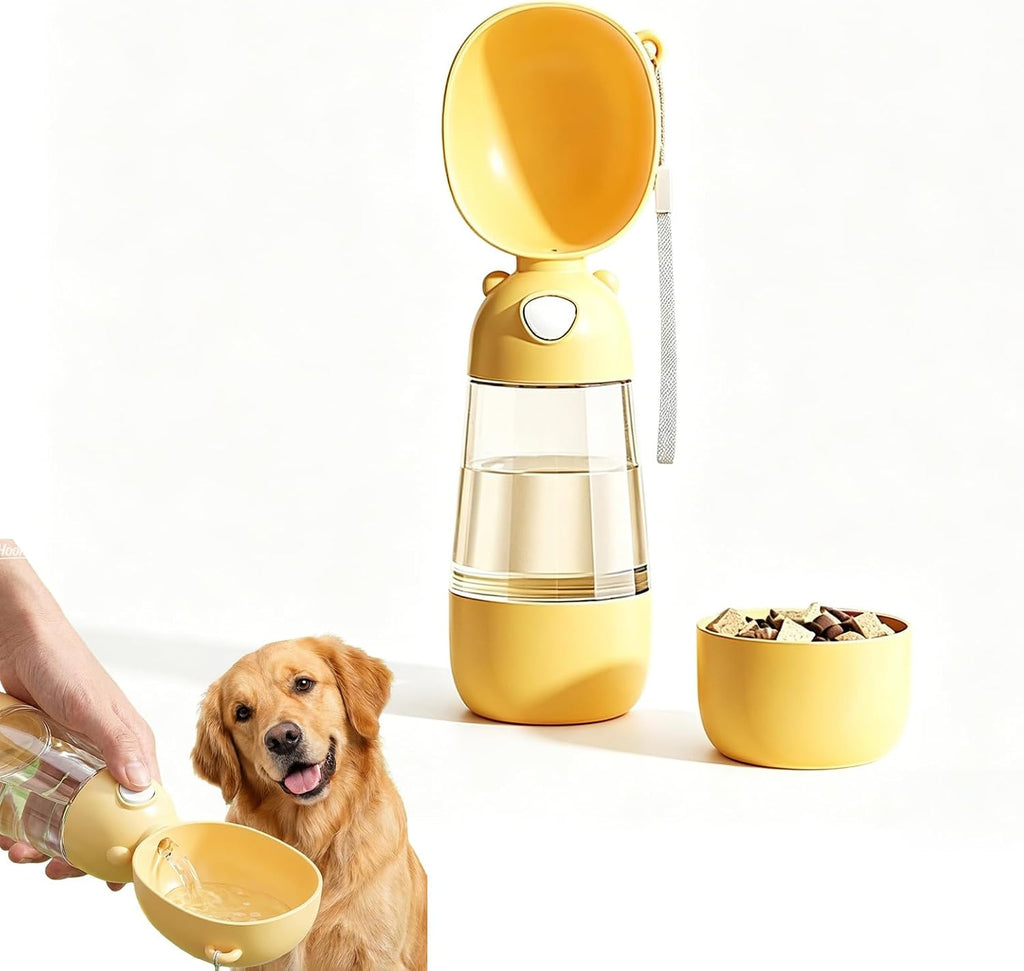 Portable Dog Water Bottle with Food Container and Filter for Outdoor