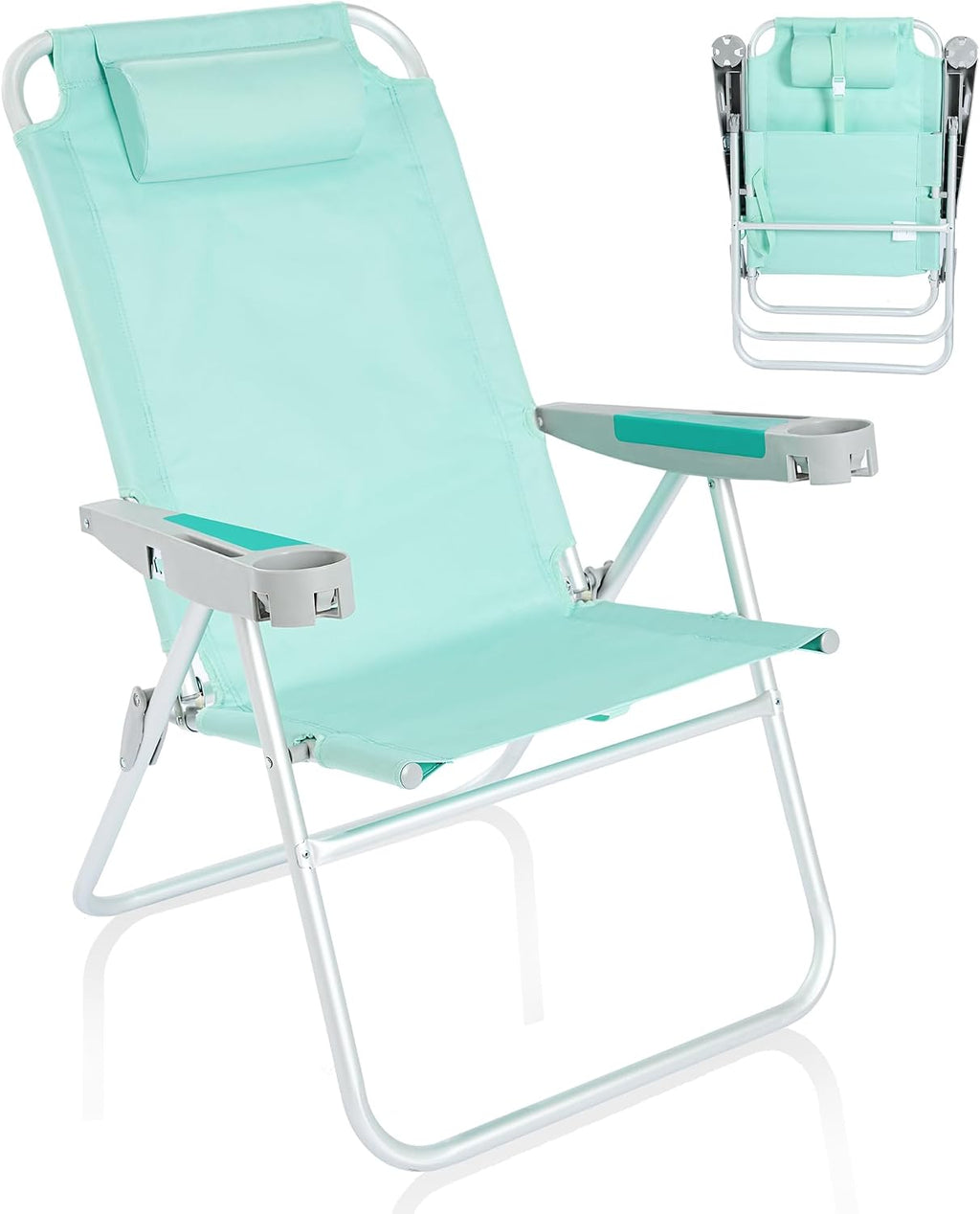 SUNNYFEEL Tall Beach Chair for Adults, High Back High Seat Folding Chairs