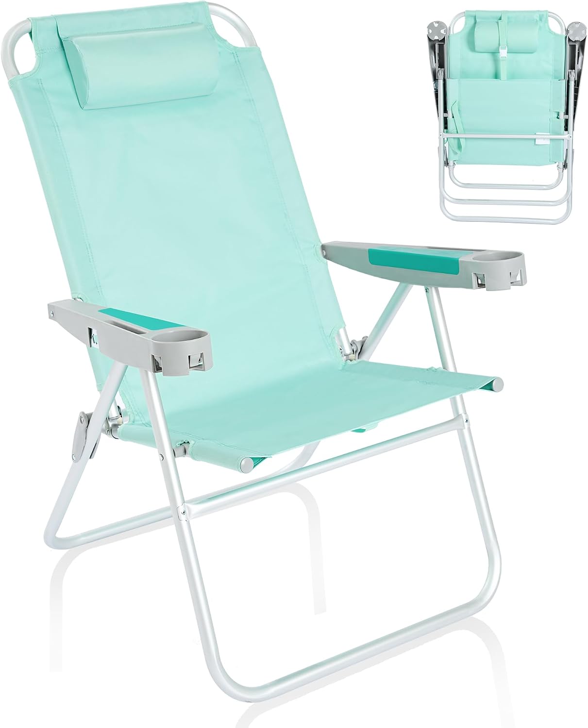 SUNNYFEEL Tall Beach Chair for Adults, High Back High Seat Folding Chairs