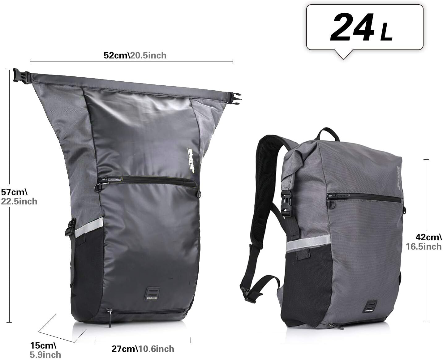 Rhinowalk Bike Pannier Bag Bicycle Bag Convertible Pannier Backpack Shoulder Bag Laptop Pannier Travel Bag Professional Cycling Accessories-Black